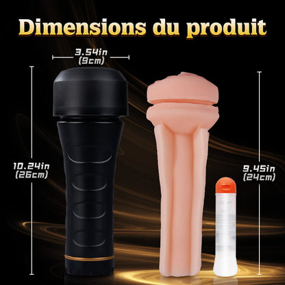 FlashFun - Masturbateur masculin avec entrée de lèvres réaliste, étanche IPX7, coque interne amovible