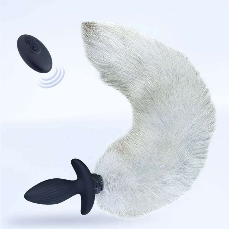 10 Vibrations Plug anal Simulateur remuant la queue de renard bleu