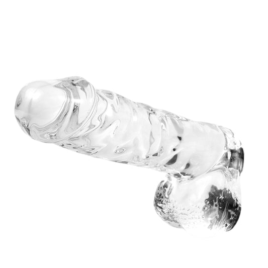 Simulation de phallus en verre transparent couleur transparente