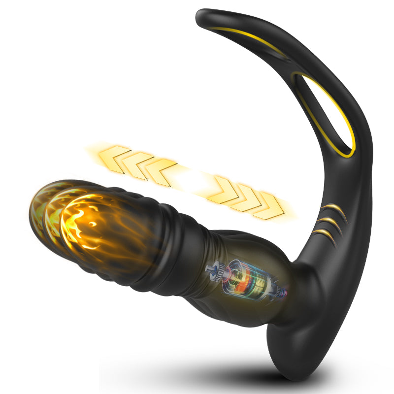 【Vétéran】 Vibrateur prostatique haute fréquence télescopique 7+7 multifonctions double anneau pénien