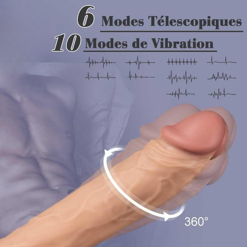 3 en 1 Gode Dildo réaliste 6 modes télescopiques 10 modes de vibration dildo Avirobta Aivrobta