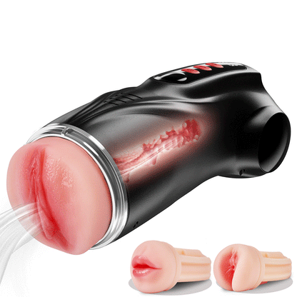 【Vente flash : -30 %】Daphne - Pompe à Penis avec 3 Manches Interchangeables, Chatte de Poche, 9 Modes de Succion & 9 Modes de Vibration, Masturbateur Masculin