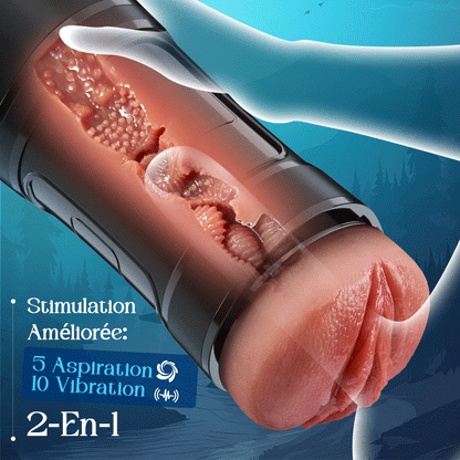 Challenger - Masturbateur masculin à 5 niveaux d’aspiration et 10 modes de vibration, vitesse réglable, manchon réaliste en TPE, étanche IPX7