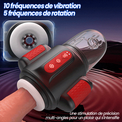 Storm Vortex – Pulvérisation d’eau à 5 fréquences + Vibration à 10 fréquences + Rotation à 5 fréquences, Double stimulation du gland, Double usage
