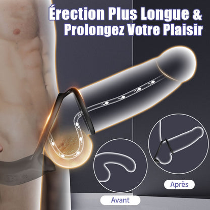 Jouet anal réaliste pour prostate avec 9 modes de vibrations et double anneau pour une stimulation optimale