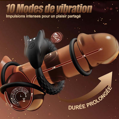 Dragon Thunder – Anneau pénien à 10 vibrations, jouet en silicone longue durée