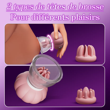 Thaliane – Jouets manuels de succion et de rotation pour les mamelons avec deux têtes de brosse différentes