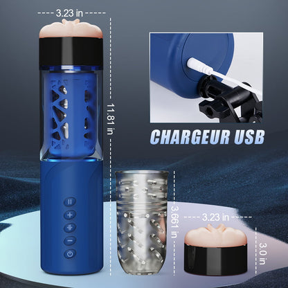 Bluesea 6 Masturbateur rotatif à poussée bidirectionnelle avec ventouse