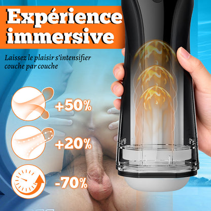 Coupe masturbatoire vibrante à aspiration électrique 2 en 1 avec 7 fréquences