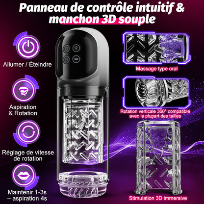 Vortex - 7 Suceur SPA double température Agrandisseur d'os 7 Massage rotatif à 360° Masturbateur