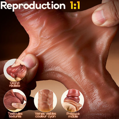 Overlord – Prépuce mobile, peau coulissante, godemichet réaliste avec modes de poussée et de chauffage, TrueTouch-H