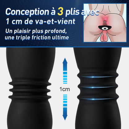 Plug anal vibromasseur prostate 3 plis 7 télescopiques 7 vibration