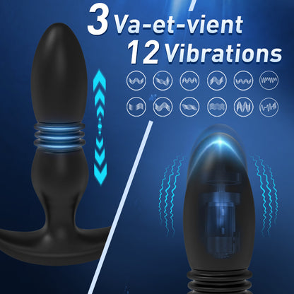 Plug anal vibromasseur prostate 3 plis 7 télescopiques 7 vibration