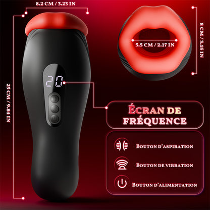 Envoûtement - 9 Vibrations 4 Aspirations Suction par Clampsement Simulateur Oral pour Hommes