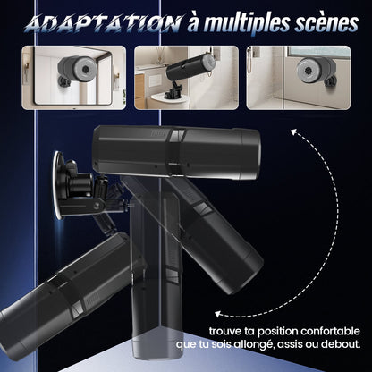 GripMax – Vibromasseur double rotatif télescopique sans les mains avec support à ventouse.