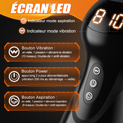 SolaceX - 8 Succion 10 Vibration One Touch Orgasm Digital Vacuum Masturbator