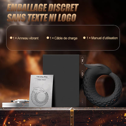 Dragon Thunder – Anneau pénien à 10 vibrations, jouet en silicone longue durée