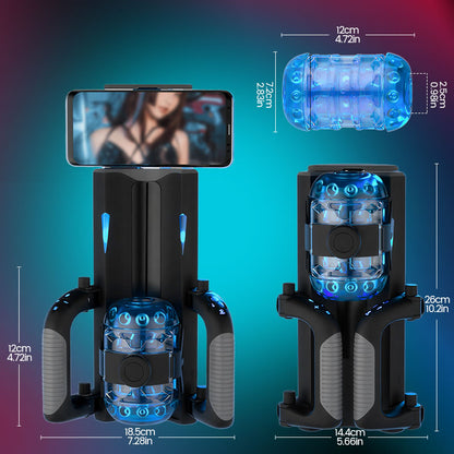 Venom - 12 cm de course longue & 700 coups/min, Télescopique, Serrage réglable, Support téléphone, Masturbateur automatique masculin