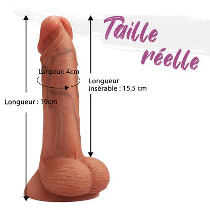 Gode dildo ventouse réaliste Vrai pénis gland veines testiculaires 19cm Fondlove