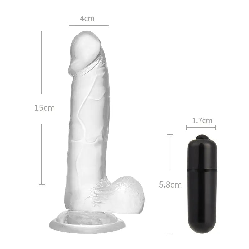 Gode doux et transparent vibrant de manière réaliste avec une grande ventouse puissante Acmejoy