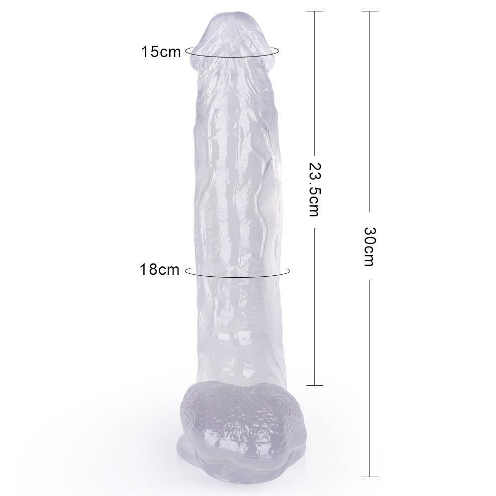 Gode réaliste XXL transparent avec ventouse forte 23.5 cm insérable silicone souple MODI