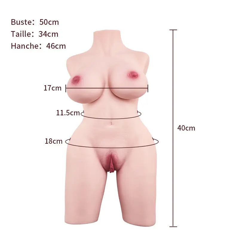 Poupée Sexuelle Réaliste Lèvres de Vulve Rose Anal Double Canal 3.9KG Acmejoy-Fr